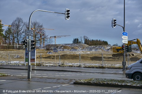 11.02.2020 - Baustelle Zufahrt zum Alexisquartier an der Ständlerstrasse in Neuperlach