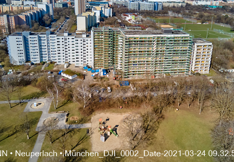 Grosse Fassadensanierung in der Wohnanalge am Annette-Kolb-Anger in Neuperlach