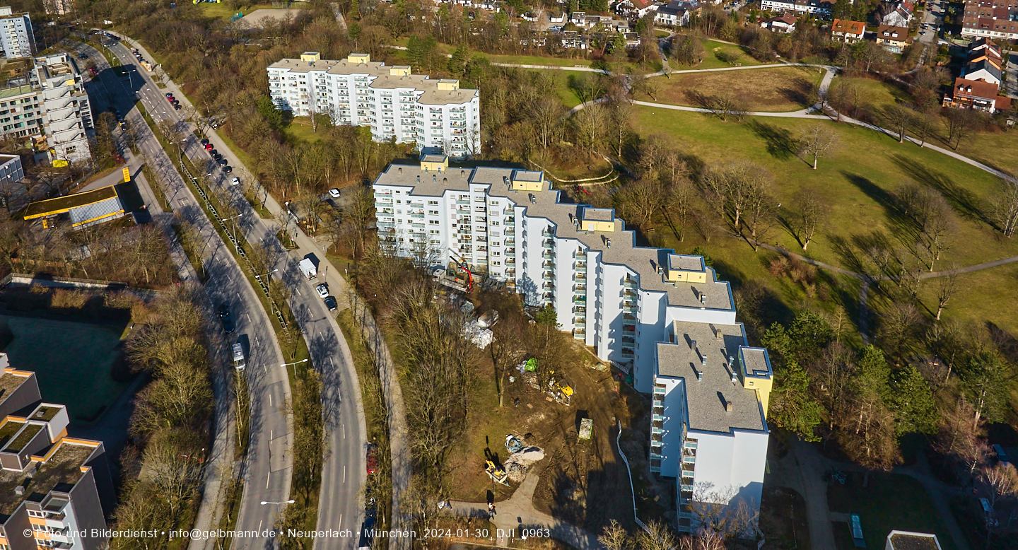 Luftbilder und Copterfotos vom Marx-Zentrum und der Wohnanlage am Karl-MArx-Ring 52-62 in Neuperlach