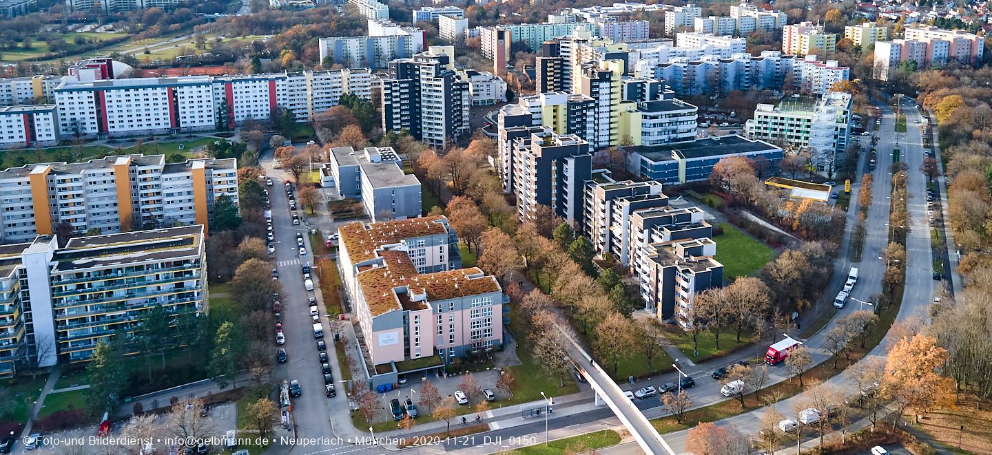 Luftbilder und Copterfotos vom Marx-Zentrum und der Wohnanlage am Karl-MArx-Ring 52-62 in Neuperlach